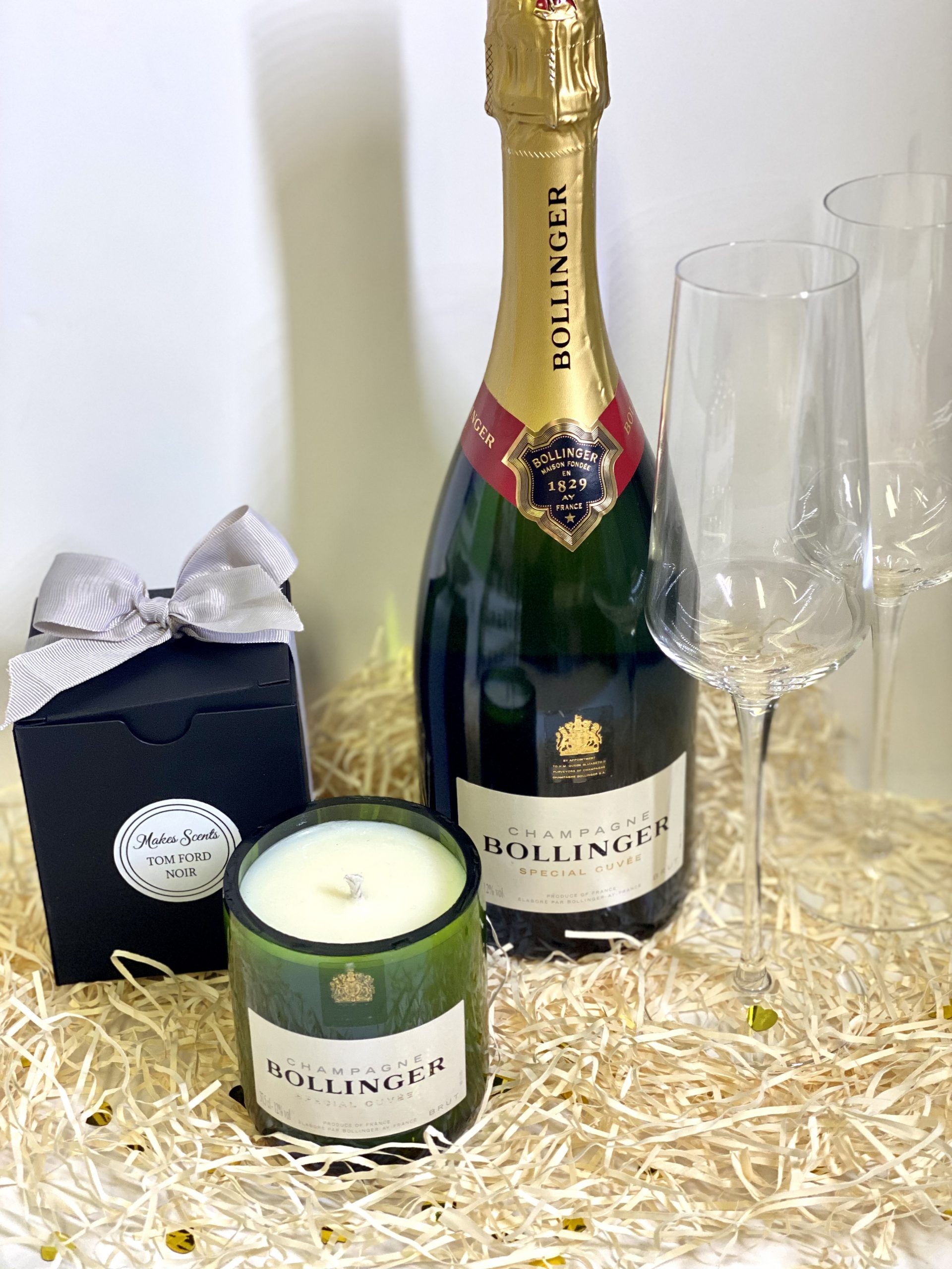 Personalised bottle of Champagne made into a candle